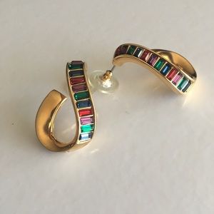 Vintage Savvy by Swarovski crystal hoop earrings multicolored